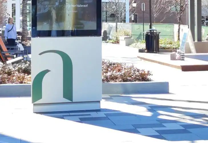 A green vinyl label design on a display frame